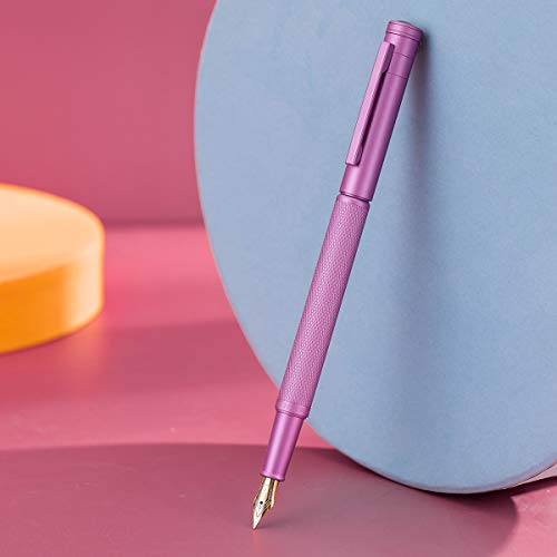 Image of Hongdian 1851 Pink Forest Fountain Pen Medium Nib, Classic Design with Converter and Metal Pen Case