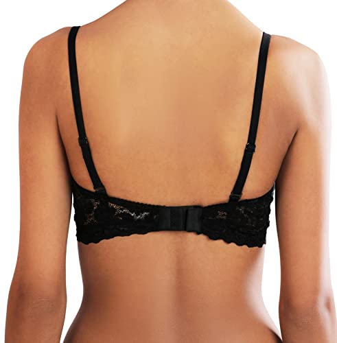 Image of ELGANTE Women's Black Padded Non- Wired Bra with LACE Affair to Hold IT ON