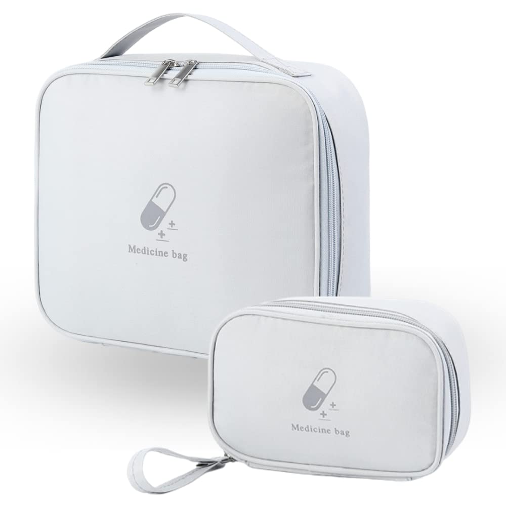 2 Pack First Aid Bag for Travel Portable Medical Bag Empty First Aid Box Layered Medicine Bag for Camping Hiking Travel Home Car Office Emergency