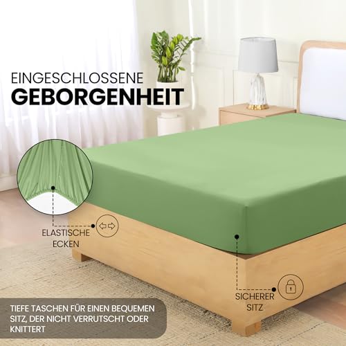 Utopia Bedding - Spannbettlaken 180x200cm - Summer Green - Grün - Oeko-Tex Zertifiziertes Gebürstete Polyester-Mikrofaser Spannbetttuch - 35 cm Tiefe Tasche