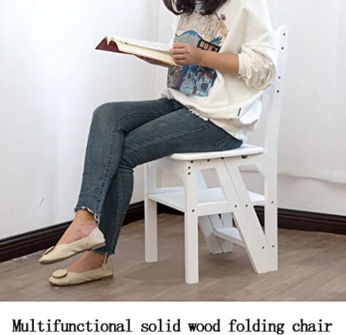 Taburete de escalera plegable de 4 niveles de madera maciza para cocina 5
