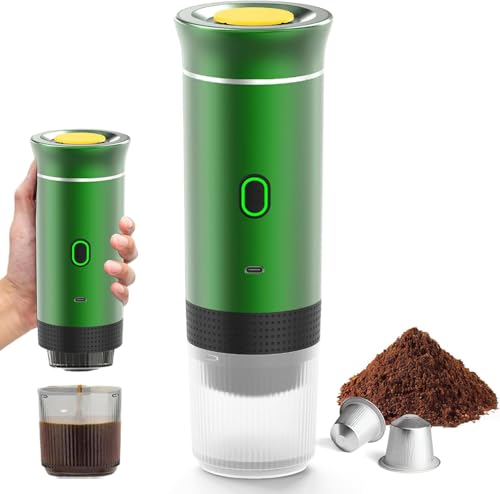 Genérico Cafetera Portátil 3 en 1 – Cafetera de Viaje con Calefacción, Compatible con Cápsulas & Café Molido, Máquina de Café Espresso Recargable por USB para Hogar, Oficina, Coche & Camping