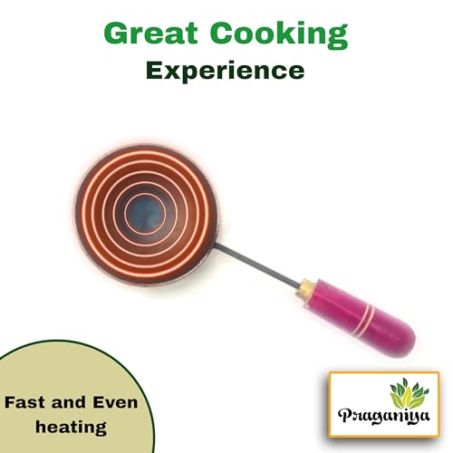 Image of Traditional Iron Tadka Pan /Fry Pan /Talipu Karandi 5 Inch Wooden Handle