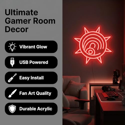 Image of Wasteland Cleaner Symbol Neon Sign - 33x33cm Red LED Wall Art, Graffiti Style inchTrash Hunter inch Emblem for Gamer Room, Manga Fan Decor, Anime Style Night Light