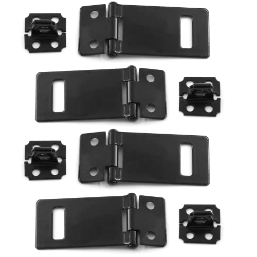 Biaungdo 2 Inch Padlock Hasp Black 4 Pcs Door Slide Latch Lock