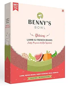 Benny's Bowl Delicious Fresh Dog Food, Lamb and French Beans Recipe, Wet Dog Food for Adult and Puppy 300g (Pack of 1)