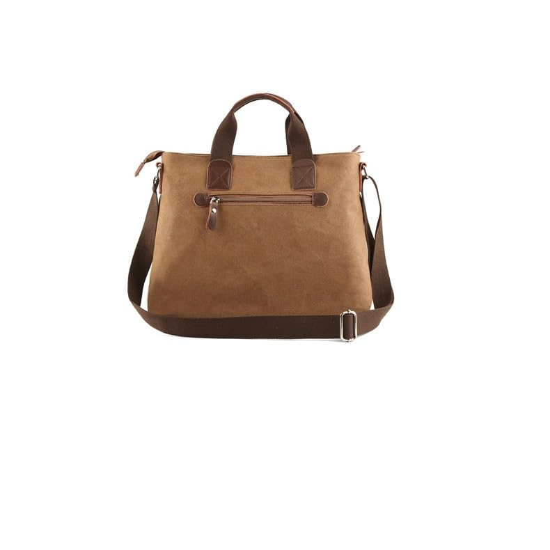 Men Washable Canvas Bag Leather Briefcase Travel Suitcase Messenger Shoulder Tote Pack Handbag3