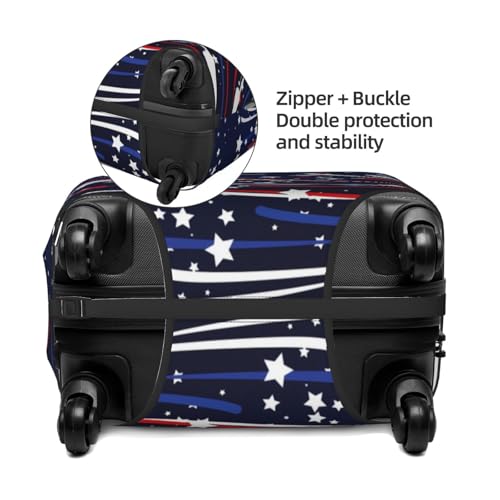 Red White Blue Fireworks 1 Print Luggage Cover For Suitcase,Washable Elastic Travel Suitcase Protector With Zipper Closure And Bottom Buckle – Fits 18-32" Luggage-Large2