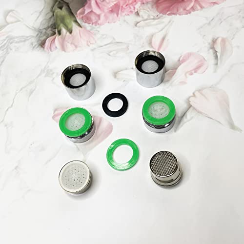 4Pcs Faucet Aerators, 2Pcs Aerator Filter Replacement Parts, With Brass Housing, 2Pcs 15/16 Inch Male And 2Pcs 55/64 Inch Female Bathroom Aerator Faucet Filters With Gaskets,For Kitchen Bathroom #TOP3