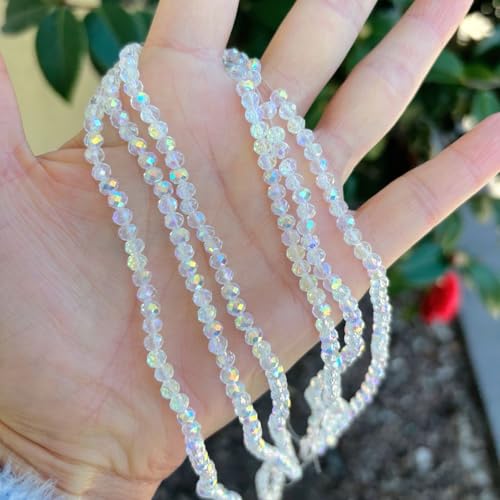 Image of 1000pcs Czech Faceted Rondelle Crystal Glass Beads 4mm Small Tiny Bulk Crystal AB