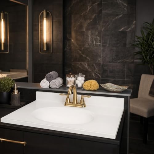 Image of Fine Fixtures Cultured Marble Composite Bathroom Sink Top - Fits Standard 36 inch Vanity | Elegant and Durable Bathroom Sinks for Modern Homes - Upgrade Your Space - Perfect for Any Bathroom Design