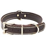 Anillo doble en D de latón grande y resistente en la parte superior del collar para perros para sujetar fácilmente la correa o las etiquetas de identificación, el hardware de latón no se oxidará como otros collares para perros baratos.