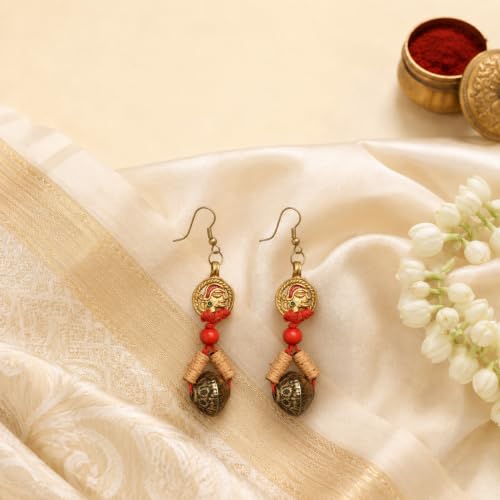 Image of Royal Queen & Empress Handcrafted Tribal Dhokra Earrings Collection for Women - Statement Ethnic Designs in Multiple Colours