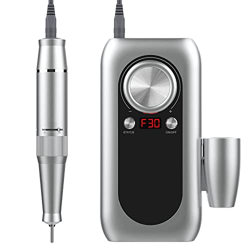 Areomi Elektrische Nagelfräser Aufladebar 30000RPM Maniküre Set mit 6 Bits Tragbarer Nagelbohrmaschine Cover