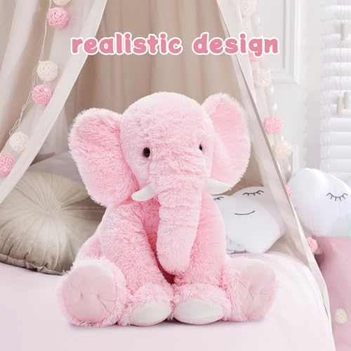 Image of MorisMos Large Elephant Stuffed Animal, 19.6inch Soft Stuffed Elephant Plush Companion Gifts for Girls Boys, Pink