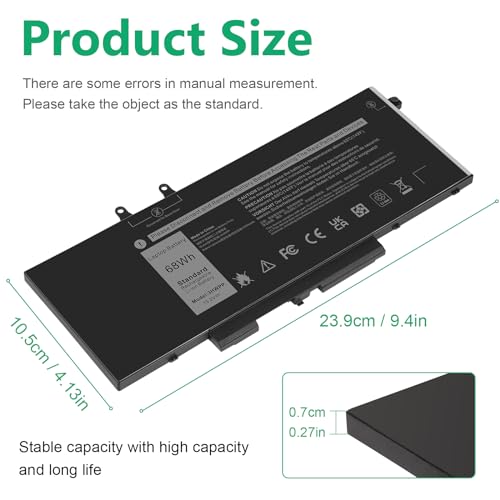 Image of ASUNCELL 68Wh 3HWPP Laptop Battery Replacement for Dell Latitude 5401 5410 5411 5501 5510 5511 Precision 3541 3551 Inspiron 7706 2-in-1, 17 7500 /7506 2-in-1 Black 10X1J N2NLL 1VY7F 451-BCMN 15.2V