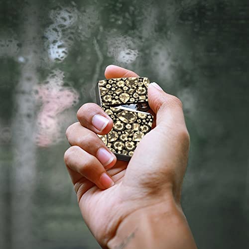 Gold Diamond Gemstones Seamless On Black Custom Lighter Casing, Metal Lighter Housing, Reusable Lighter Case Cover, Lighter Box For Men Women Gift 2.2 X 1.5 X 0.5 Inch #TOP6