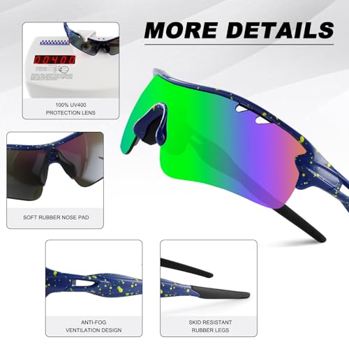 Image of BangLong Polarized UV400 Sports Sunglasses with 5 Lenses for Men Women