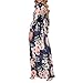 HOOYON Women's Casual Floral Printed Long Maxi Dress with Pockets(S-5XL),Royal Blue,Small