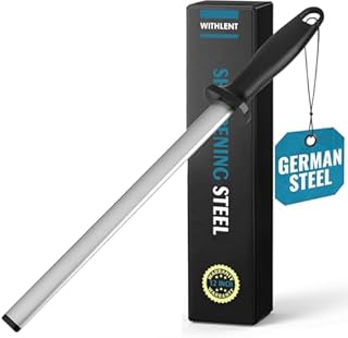 Diamond Steel 12 inch - Professional Knife Sharpener Rod, Sharpening Steel for Master Chef, Hone Straight and Serrated Blade