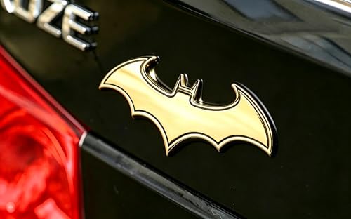 Image of 3D Spider Chrome Emblem Badge Sticker Decoration for Car, Truck, Motorcycle, RV, Scooter, SUV, Door, Window (Yellow Bat)
