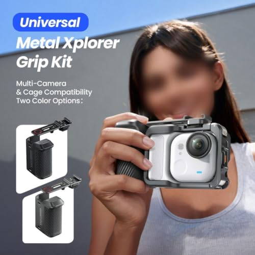 Kit de empuñaduras de metal para Insta360 Ace Pro y dji Action 5 jaula gris 8