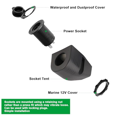 Image of 10900027 Fridge Freezer Wiring Kit and Threaded Socket Mount for Quick Installation onto 12V Battery Compatible with 12Volt Fridge Freezers
