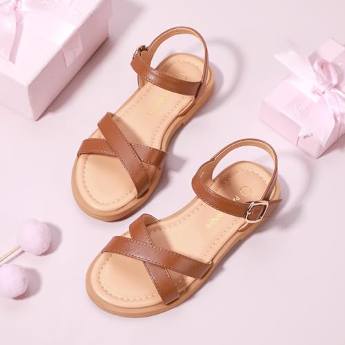 Pandaninjia Elva Girls Sandals Open Toe Cute Flats Dress Sandals Cross Strappy Summer Shoes Toddler/Little Kid/Big Kid thumb #4