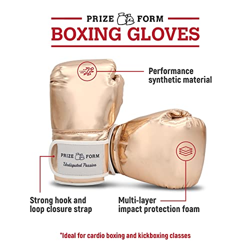 Prize Form Womens Boxing Gloves - Rose Gold Boxing Gloves For Women In Vegan Leather, For Use With Heavy Bag, Punching Bag, Boxing Equipment, 16 Oz #TOP2