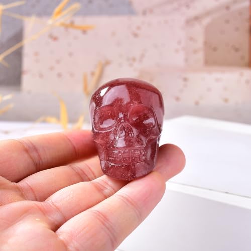 Estatua Decorativa Calavera Cuarzo Fresa 2 pulgadas miniatura 3