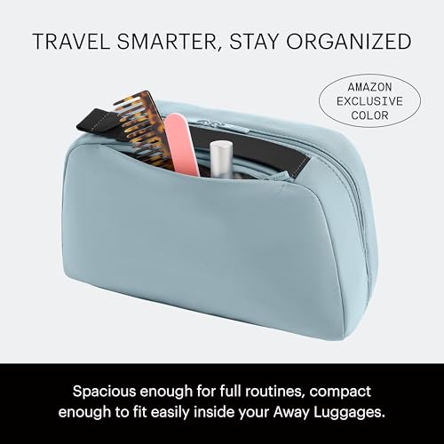 Image of Away Amazon Exclusive Large Toiletry Bag - Water-Repellent Travel Toiletry Bag with Clamshell Opening, Interior Compartments, Exterior Zip Pocket - Sky Blue