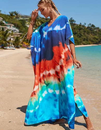 Image of NFVNKJ Women's Plus Size Beach Lounge Kaftan Maxi Dress Swimsuit Coverup for Women