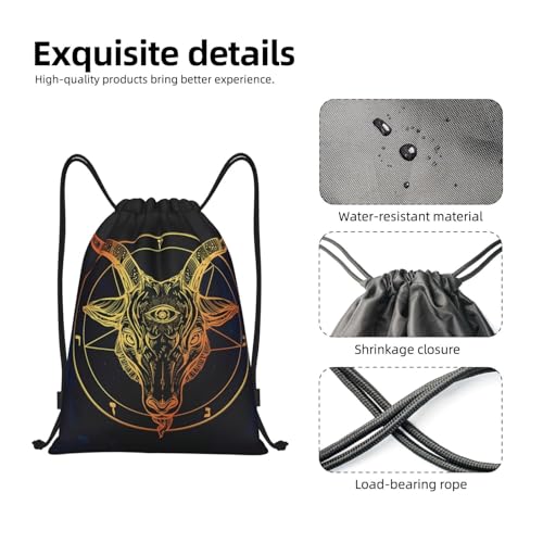 Satanic Goat Head With Third Eye Drawstring Backpack Sports Gym Bag Yoga Travel Sackpack For Women Men4