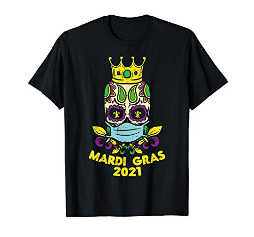Sugar Skull Face Mask Mardi Gras 2021 Funny Quarantine Gift T-Shirt
