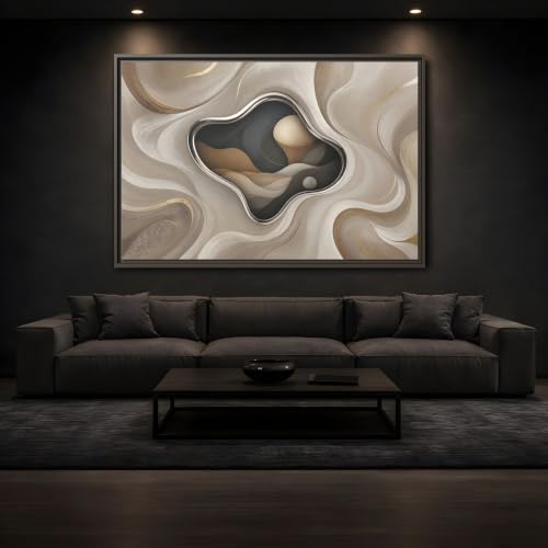 Cadre toile abstraite salon : grand tableau mural horizontal 60x40 cm moderne - 3