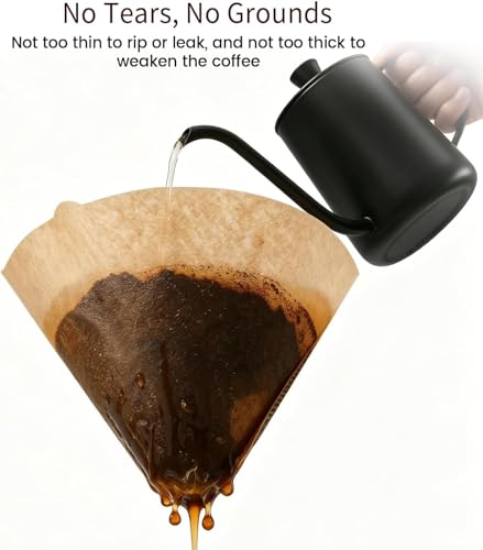 Image of Natural Coffee Filters, Size 02 Cone Filters, Disposable Natural Paper Filters 2-4 Cup, 2 Cone for Pour Over and Drip Coffee Maker (Pack of 100)