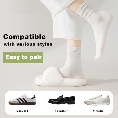 ZULY® 6-Pack Women's Mid-Calf Crew Socks - Antimicrobial, Seamless Toe, Breathable Cotton Stackable Socks with AAAAA Grade Antibacterial Treatment for Everyday Comfort