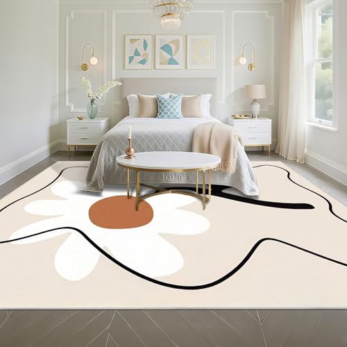 Tapis crème antidérapant pour protéger le sol du salon - 5