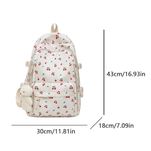 Cute Aesthetic Kawaii Daypack With Charming Playful Flair (Blue flower,43X30X18CM)2