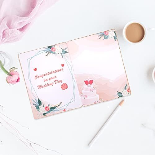 HOWAF Real Bamboo Mrs & Mrs Wedding Congratulations Card, Wooden Lesbian Wedding Anniversary Card LGBT Diamond Engagement Card for Gay Lesbian Couple Marriage, Wedding, Bridal Shower, Engagement Gifts