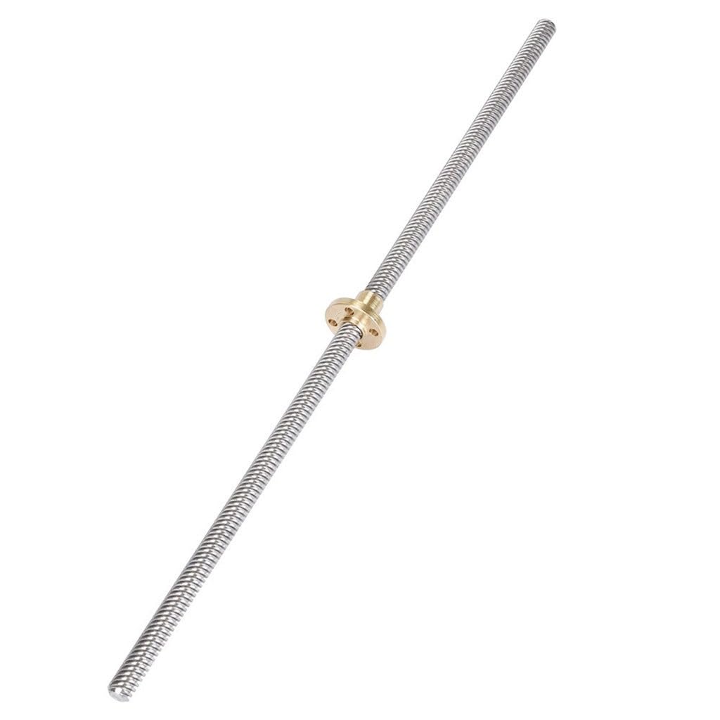 Acvacv One Color T8 Threaded Rod Lead Screw, Trapezoidal Lead Screw Stepper Motor+Anti-Backlash Nut 8Mm Thread 8Mm For 3D Printer(500Mm)