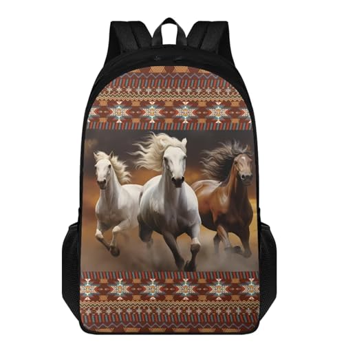 Western Horse Lightweight School Backpack for Women Laptop Travel Casual Daypack College Secondary School Bags Bookbag for Teenage Girls