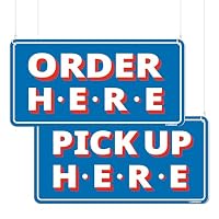 Amazon | Order Here Pick Up Here Sign (White) | 店舗看板 | 文房具