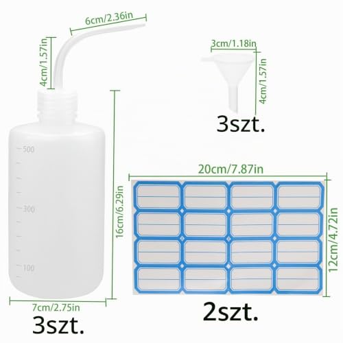 DKBT 3 sztuki plastikowych butelek, 500 ml, butelki z wyciskaniem, dozownik do szamponu, przezroczyste konewki do czyszczenia butelek do ogrodu, nawadniania roślin, laboratorium