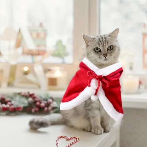 Weihnachten Kapuzen Welpe Katze Kleidung,Haustier Kostümumhang,Haustier Kleidung Lustige Anime Cosplay Kleidung,Weihnachten Niedlich Hundebekleidung Super Weich Kostüm,Geschenk für Haustier