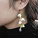 WLWDBY Handmade Lily of the Valley Earrings，Water Drop Beads, and Green Leaf Design, Exquisite Floral Earrings, Perfect Gift for Nature Lovers, Ideal for Birthdays and Special Occasions