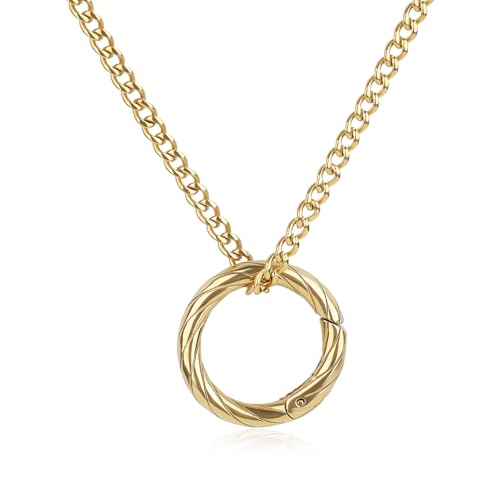 GAVU 18K Gold Plated Ring Holder Necklace for Women Stainless Steel Charm Holder Ring Keeper Necklaces 18