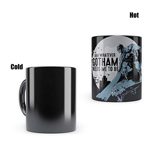 MCSID RAZZ - DC Comics- I Am Whatever Ghotam Needs Me to Be Morphing Magic Heat Sensitive Mugs Cool Coffee & Tea, Cup Drinkware Ceramic Mugs Official Licensed by Warner Bros,USA