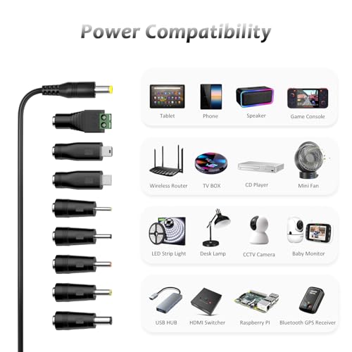 5V 2A Power Supply Adapter, Universal AC DC 5V Power Adaptor with 8 DC Plugs for Household Electronics, 10W Max. - Image 5