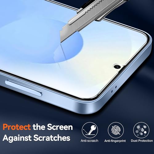 ivoler Nie Vergilbung Klar Hülle für Samsung Galaxy S25 5G, 1 Handyhülle mit 2 Stück Panzer Schutz Glas, [Militärischer Schutz] Stoßfest Transparent Schutzhülle Dünn Durchsichtige Case 2